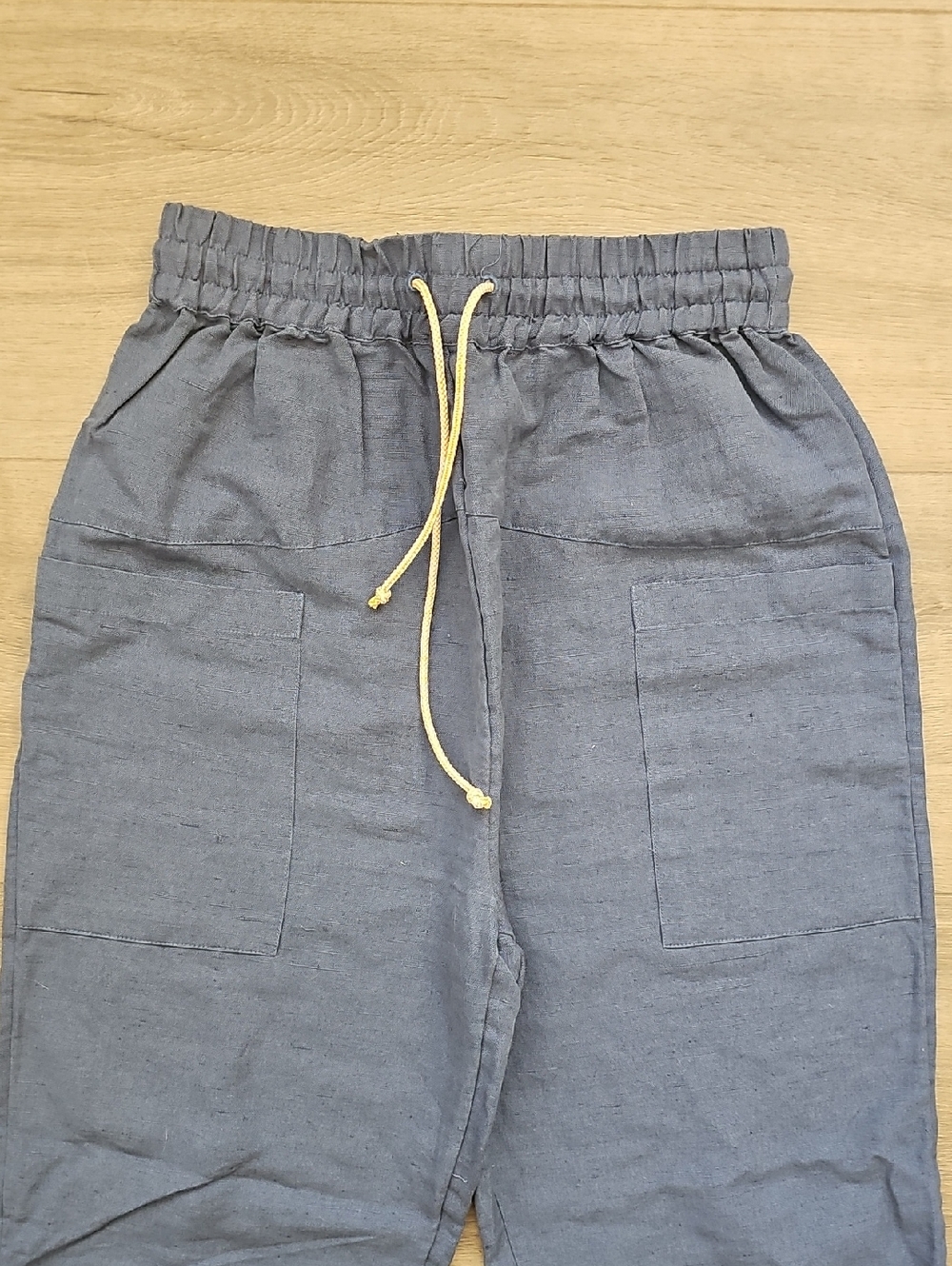 BackcountryTextured Cotton Linen Pull On Pant - Women's Small Petite Blue - Picture 3 of 7